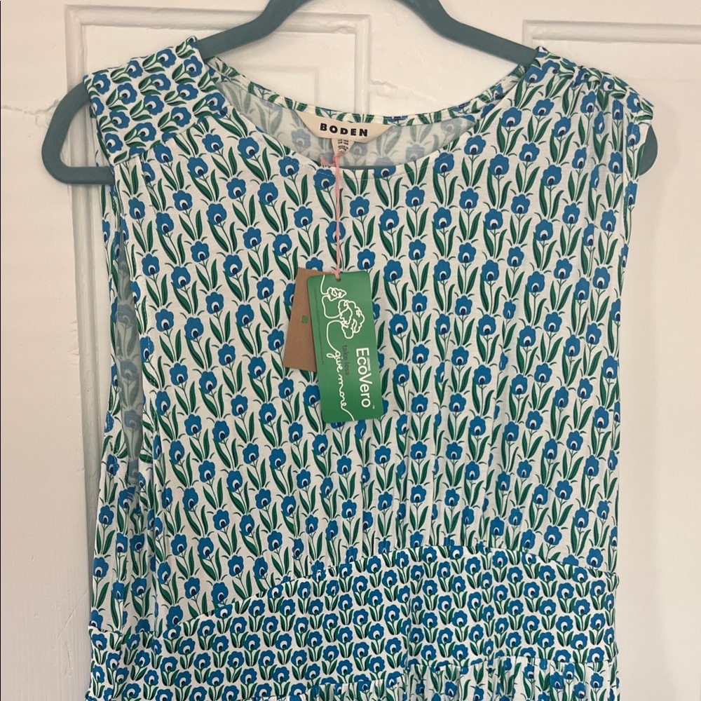 Boden Blue and Green Floral Dress